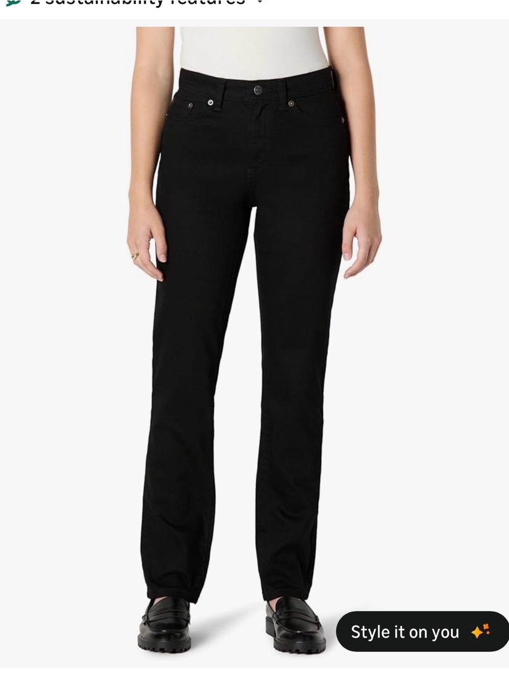 Amazon Essentials Women's Black Straight-Leg Jeans size 10